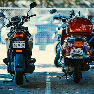 motorcycles parked on campus