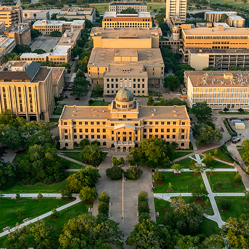 Aerial view of Texas A&M campus