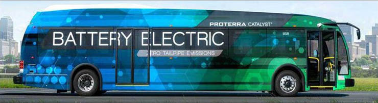 Side view of electric bus